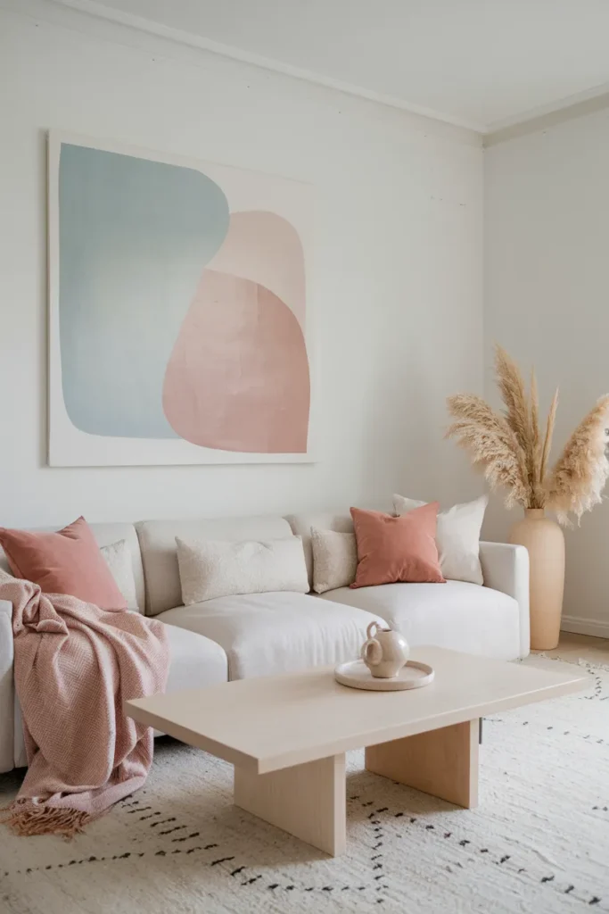 Scandinavian Living Room with Soft Pastel Accents