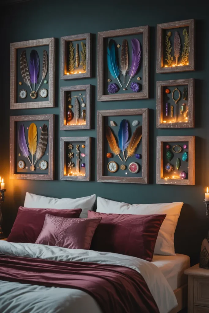 35 Witchy Bedroom Ideas to Transform Your Space into a Magical Sanctuary 32 Shadow Box Spell Displays