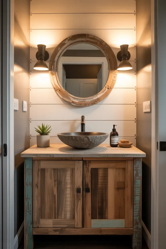 Shiplap Accent Behind Vanity
