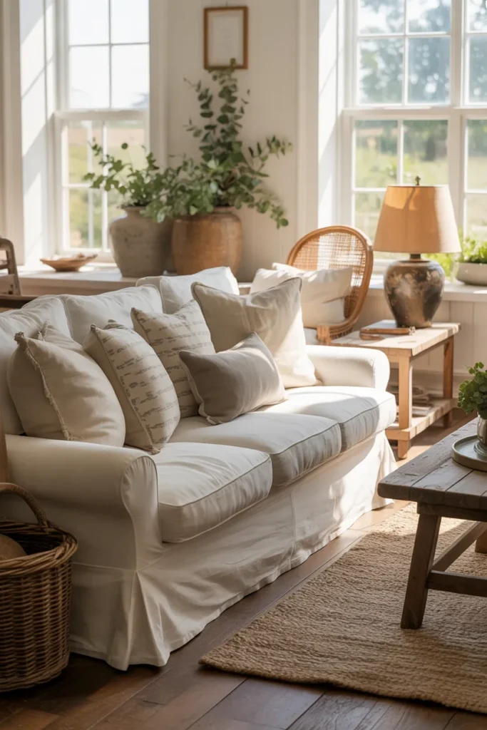 Slipcovered Sofas in Light Fabrics