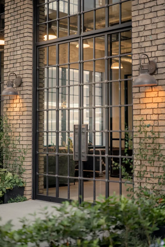 15 Luxurious Entry Door Design Ideas for Your Home 11 Steel and Glass Factory-Style Doors