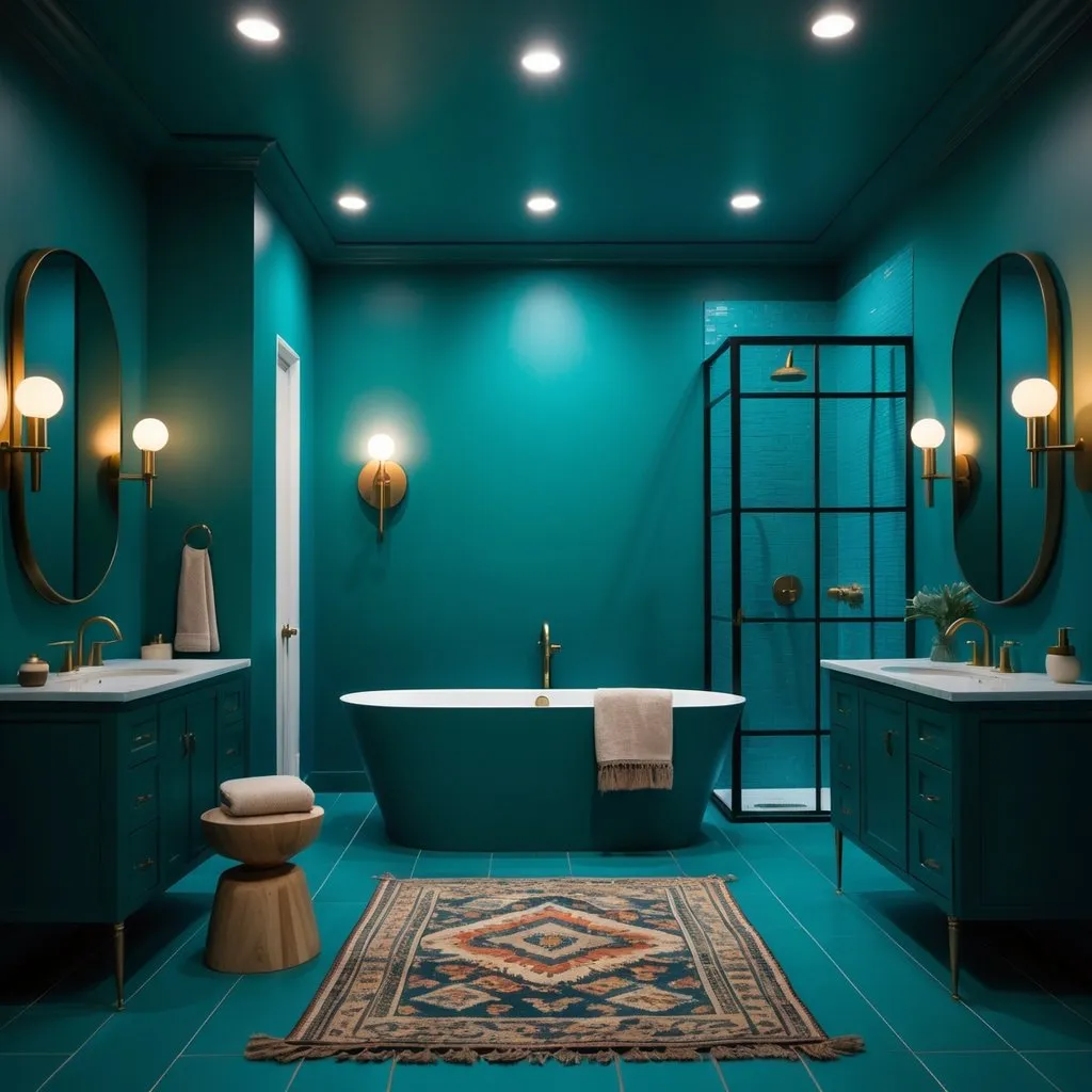 Color Drenching Bathroom: How to Nail This Bold Design Trend 11 Teal Bathroom