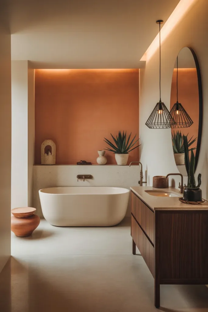 Terracotta Glow Haven – Earthy Bathroom with Warm Accents