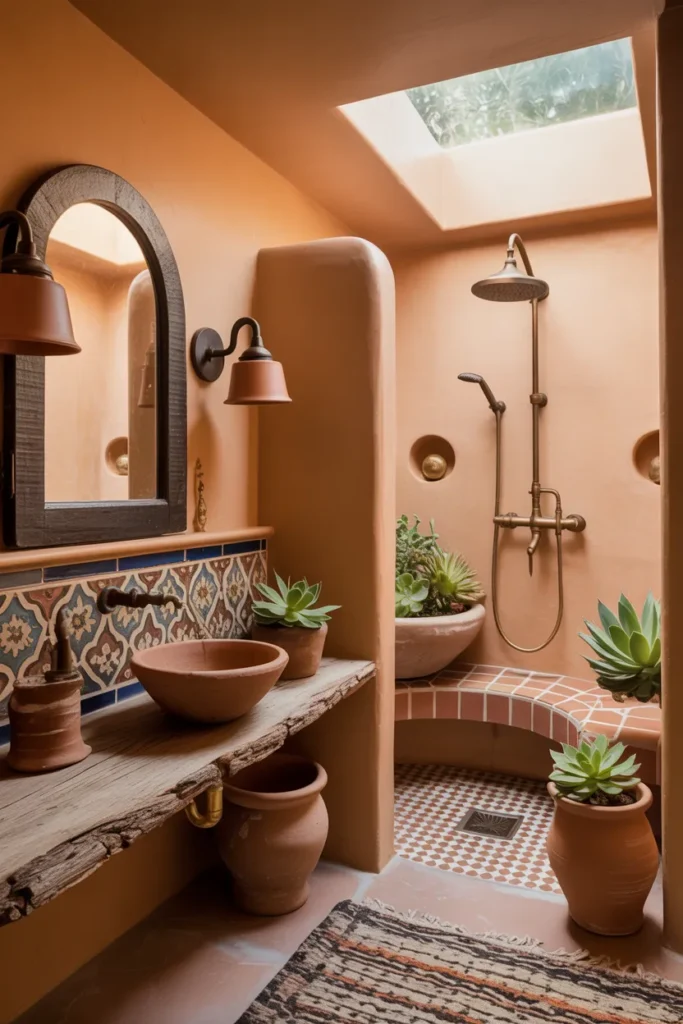 Terracotta Warmth Retreat – Earthy Bathroom with Clay Finishes