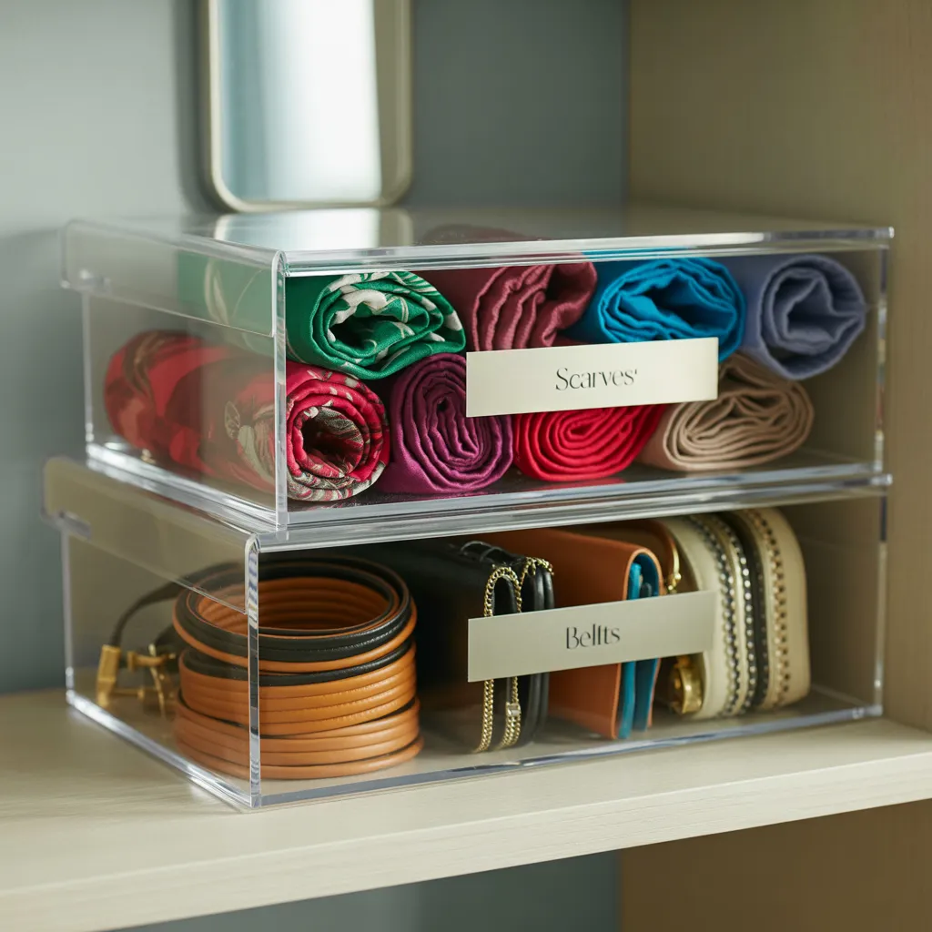 25 Closet Organization Ideas That Save Space and Reduce Stress 4 The Clarity of Clear Storage Bins