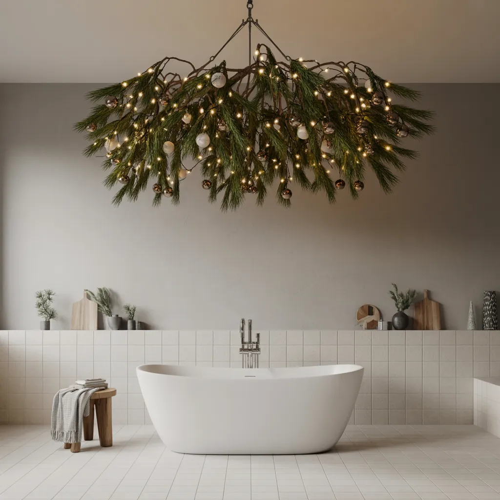 Upside-Down Christmas Branch Chandelier