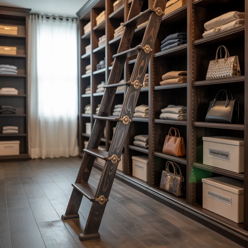 25 Closet Organization Ideas That Save Space and Reduce Stress 15 Use a Library Ladder in a Walk-In