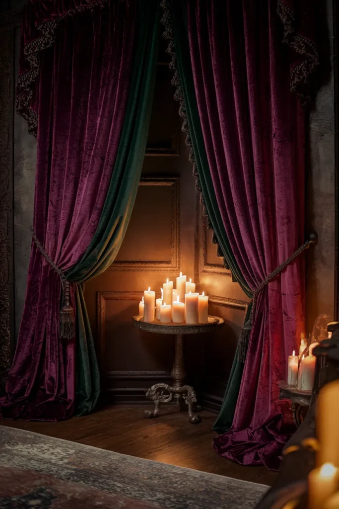 Velvet Curtains and Candlelight Glow