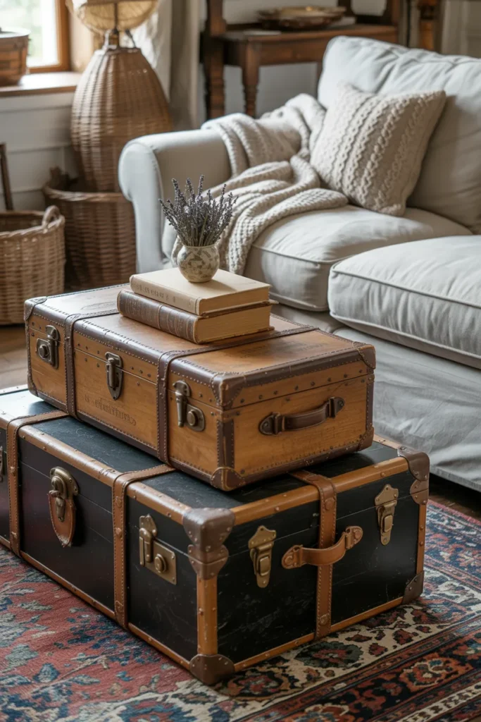 Vintage Trunks as Coffee or Side Tables
