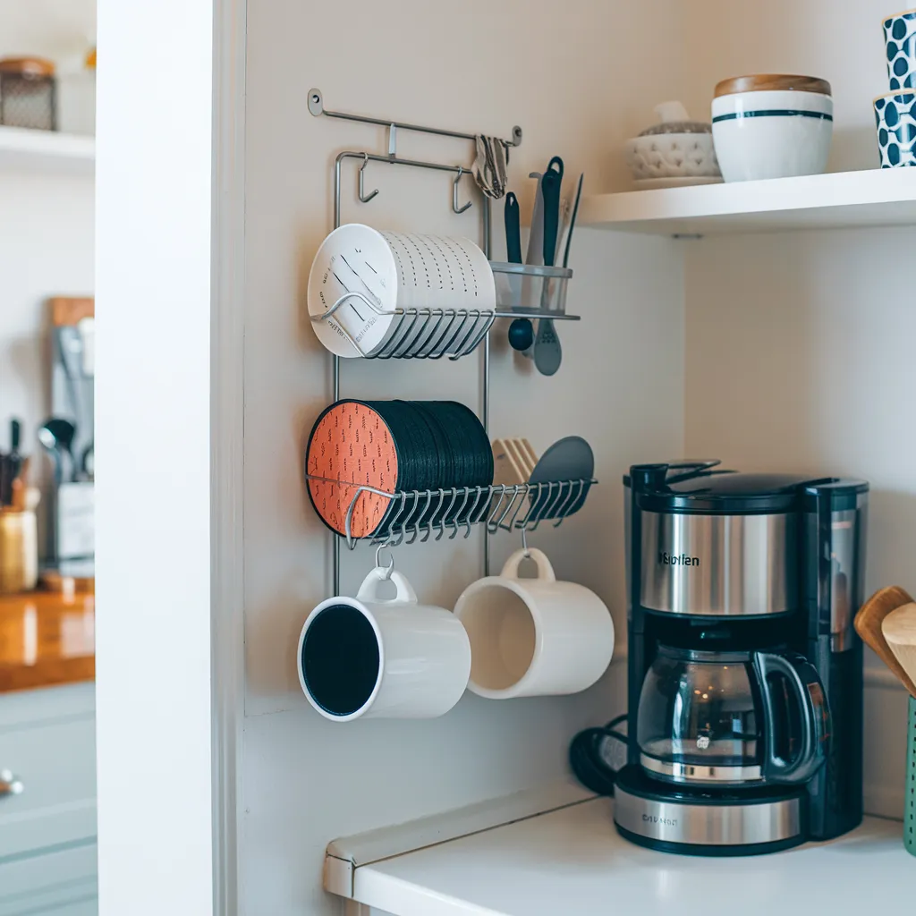 Wall-Mounted Dish Rack Coffee Station