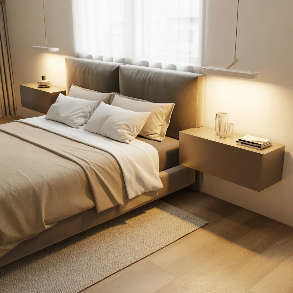 25 Contemporary Bedroom Ideas to Refresh, Relax, and Reimagine Your Space 22 Wall-Mounted Nightstands for Sleek Function