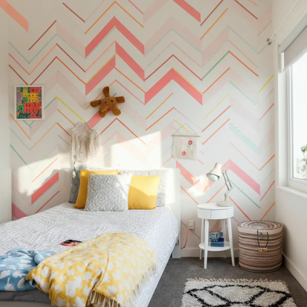 How to Decorate Bedroom Walls Without Painting 8 Washi Tape for Geometric Designs