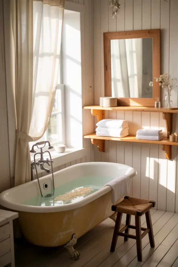 Whitewashed Walls with Warm Wood Accents