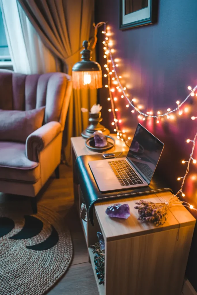 35 Witchy Bedroom Ideas to Transform Your Space into a Magical Sanctuary 31 Witchy Tech Corners