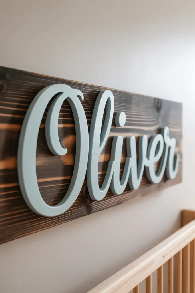 10 DIY Nursery Wall Decor Ideas That Look Expensive 8 A Custom Wooden Name Sign