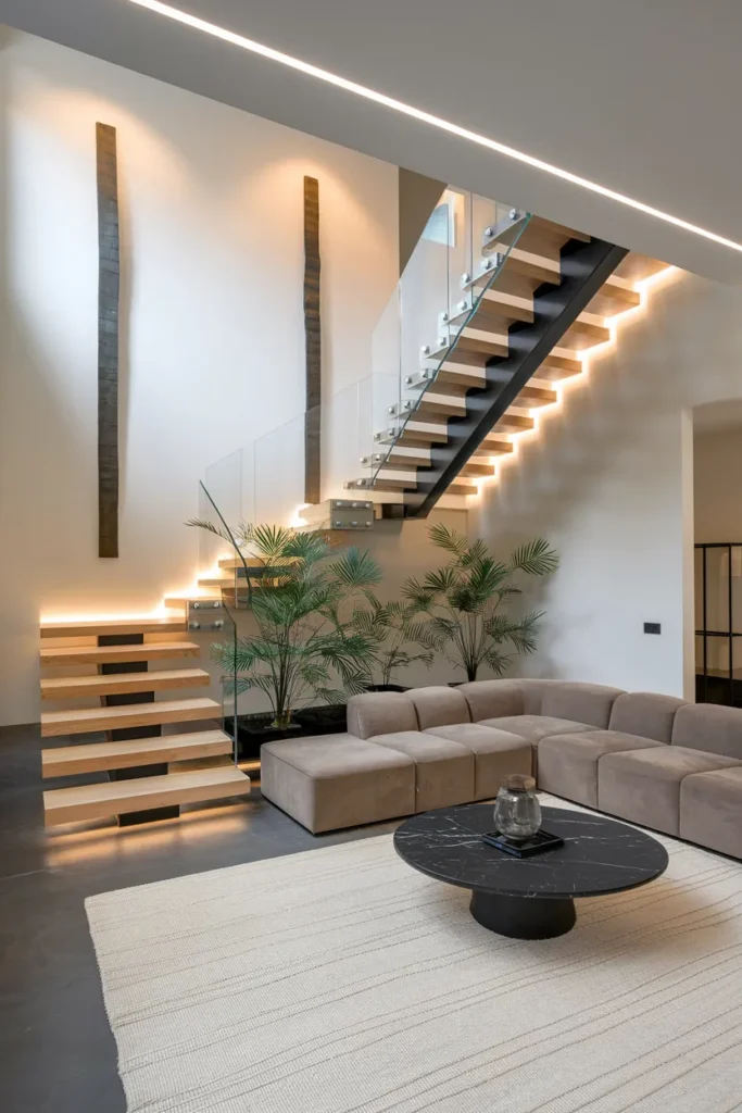 Add a Floating Staircase for Sculptural Impact