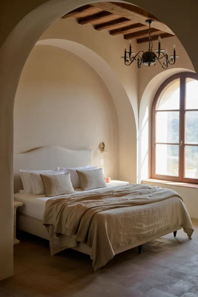 15 Tuscan Bedroom Ideas That Bring Italy’s Warmth Straight Into Your Home 14 Arched Elegance