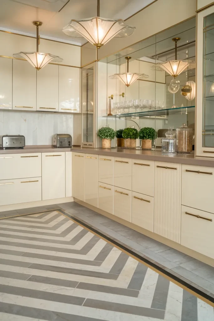 Art Deco Tile Flooring in Chevron Pattern