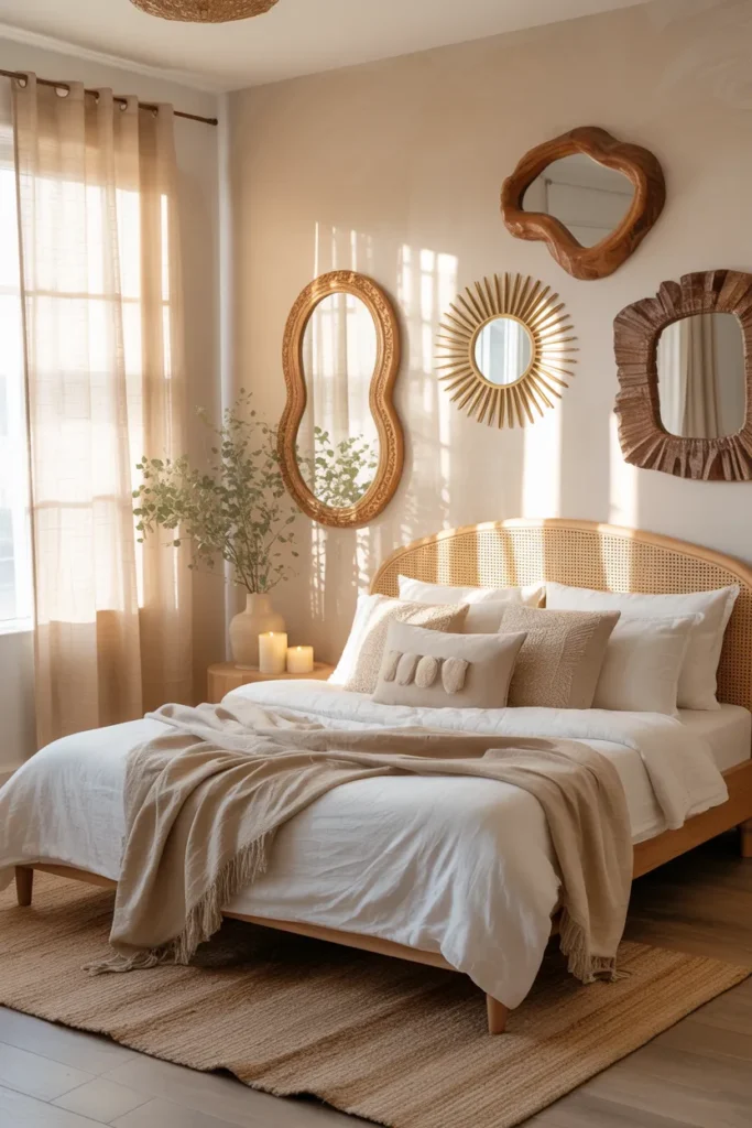 25 Beautiful Boho Bedroom Ideas That Bring Comfort and Soul to Your Space 21 Artistic Mirrors that Expand Light