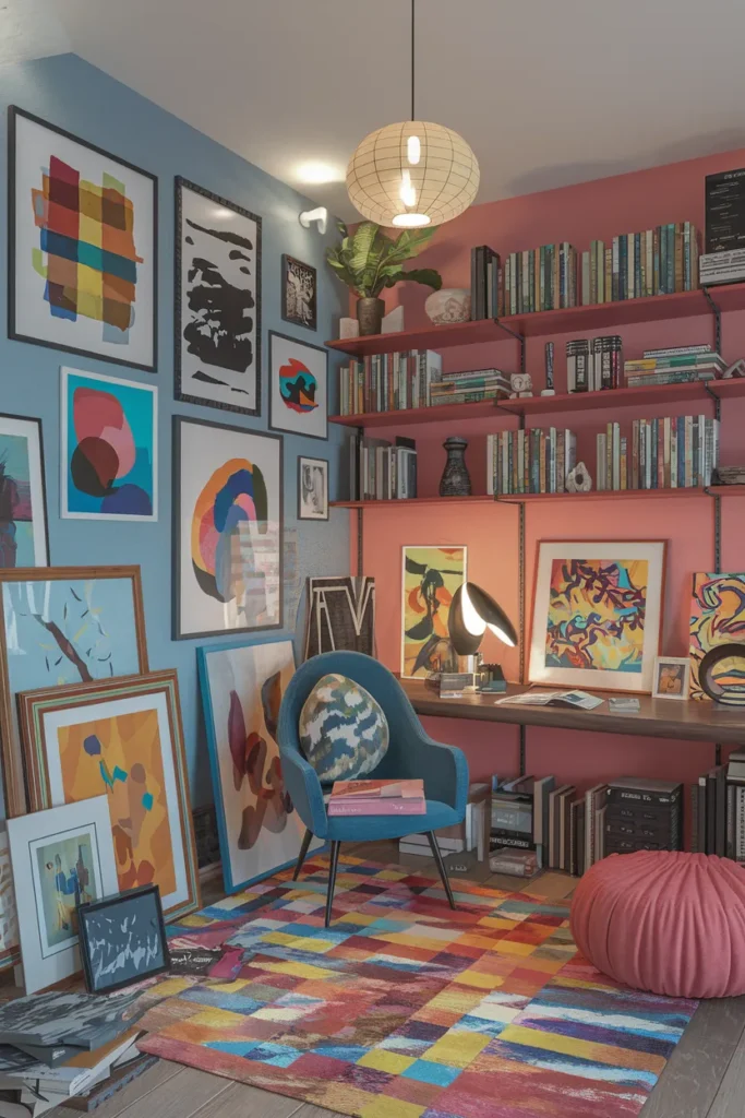 15 Study Room Decor Ideas That Instantly Make You Want to Sit and Study 9 Artistic Study Room with Creative Flair