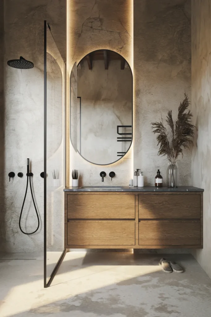 Black Fixtures with Warm Wood Finishes