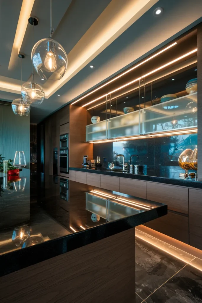 25 Dark & Moody Kitchen Ideas That Make Shadows Feel Luxurious 19 Black Granite Countertops with Polished Edge