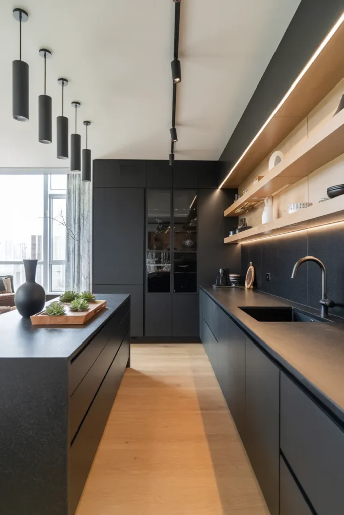 Black and Wood Harmony Kitchen