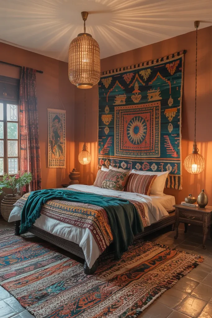 28 Maximalist Bedroom Decor Ideas That Mix Comfort, Color, and Chaos Beautifully 18 Blend Global Influences