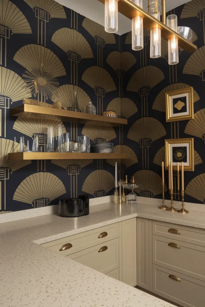 Bold Wallpaper with Metallic Geometry