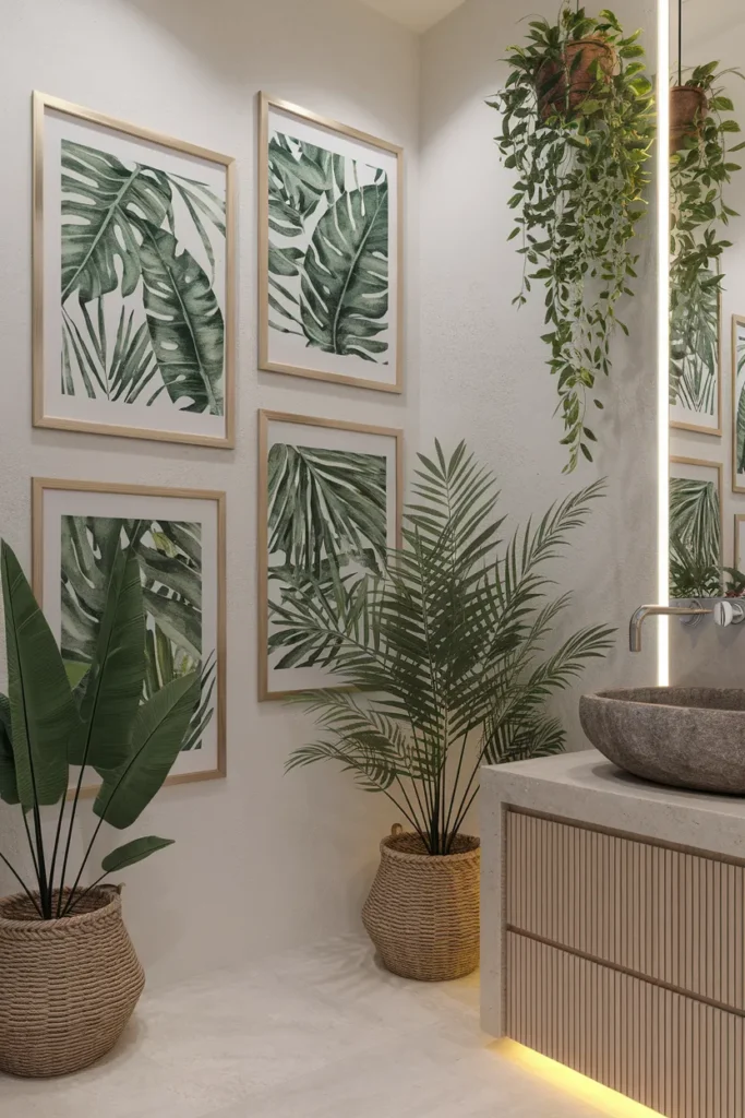 15 Must-Try Bathroom Artwork Ideas That Make Your Space Feel Like a Spa 3 Botanical Bliss