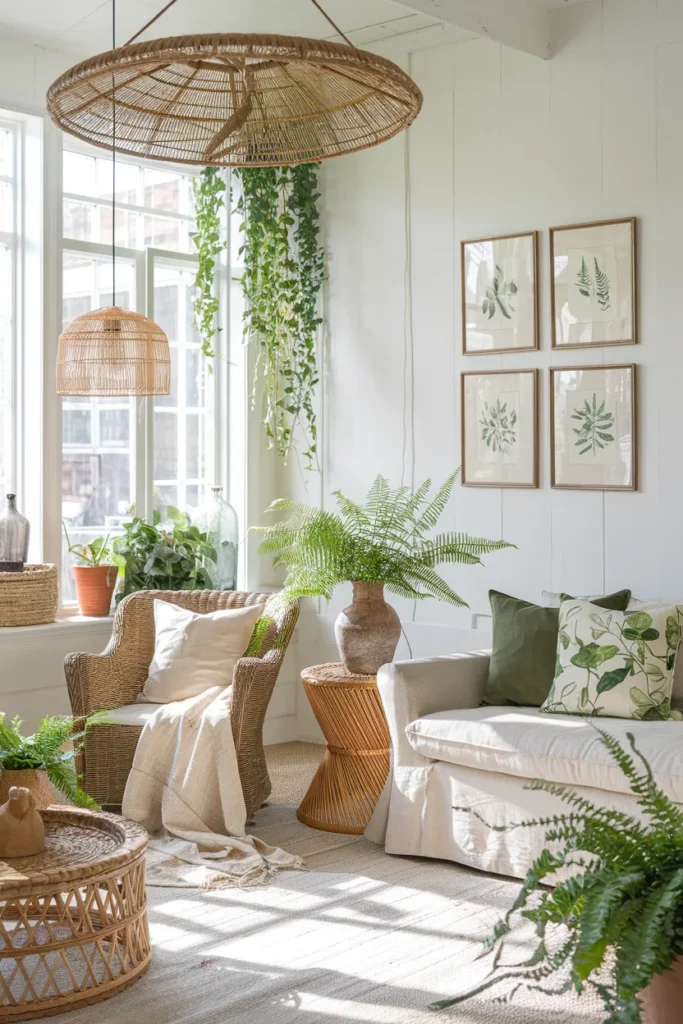 Botanical Prints and Wicker Balance