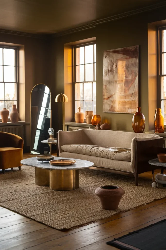 Brass Accents and Earthy Hues