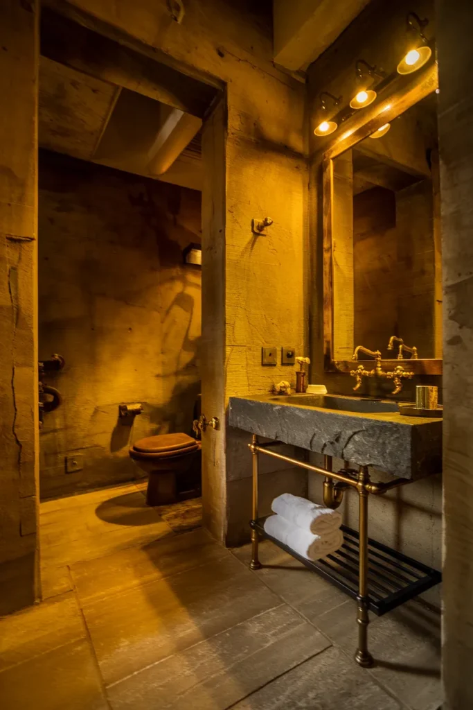 Brass Fixtures and Warm Lighting