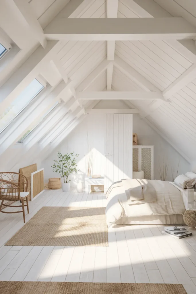 30 Attic Bedroom Ideas That Turn Forgotten Spaces into Dreamy Retreats 12 Bright White Loft Bedroom