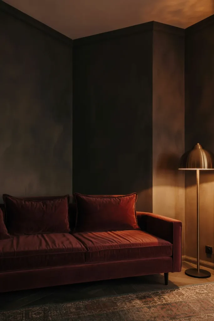 Burgundy Velvet Sofa Corner