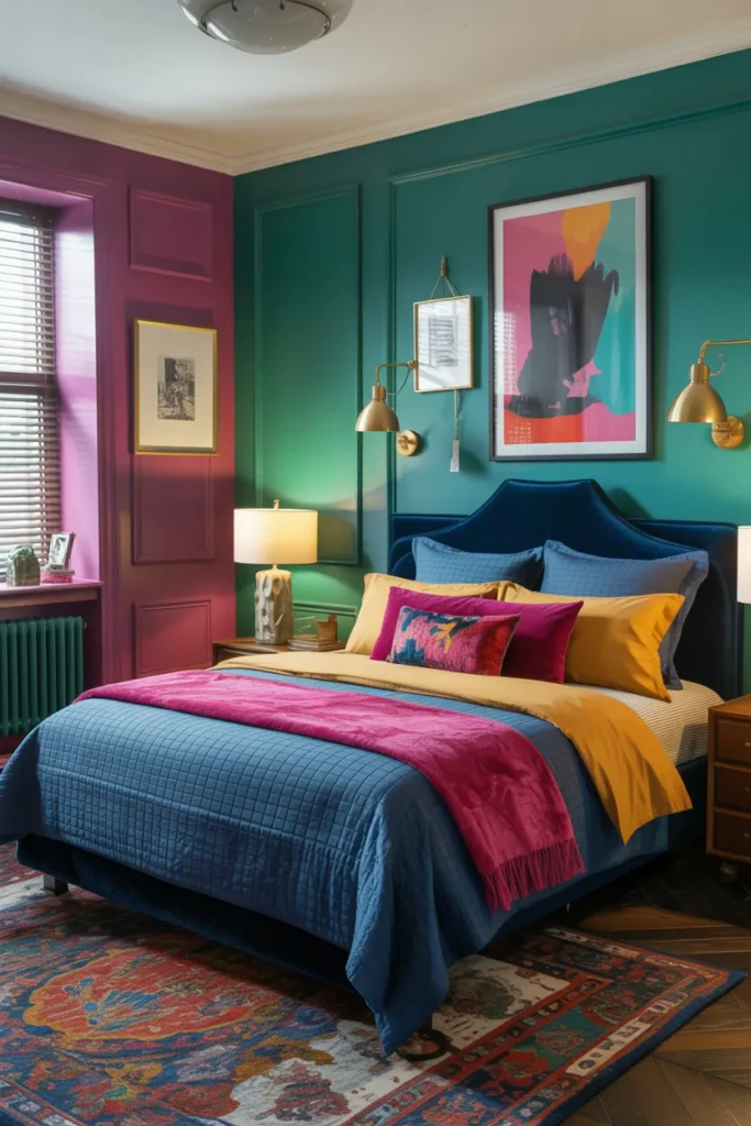 28 Maximalist Bedroom Decor Ideas That Mix Comfort, Color, and Chaos Beautifully 26 Celebrate Color Contrasts