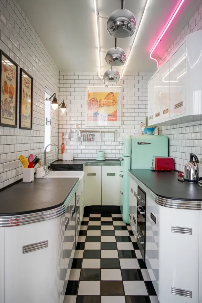 Classic Black and White Retro Kitchen