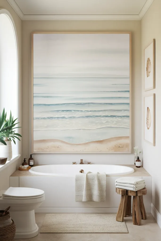 15 Must-Try Bathroom Artwork Ideas That Make Your Space Feel Like a Spa 2 Coastal Calm Bring the Ocean Indoors