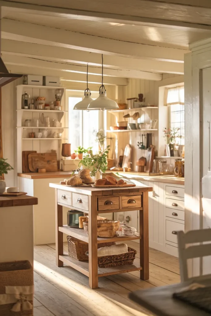 Compact Kitchen Island with Rustic Storage