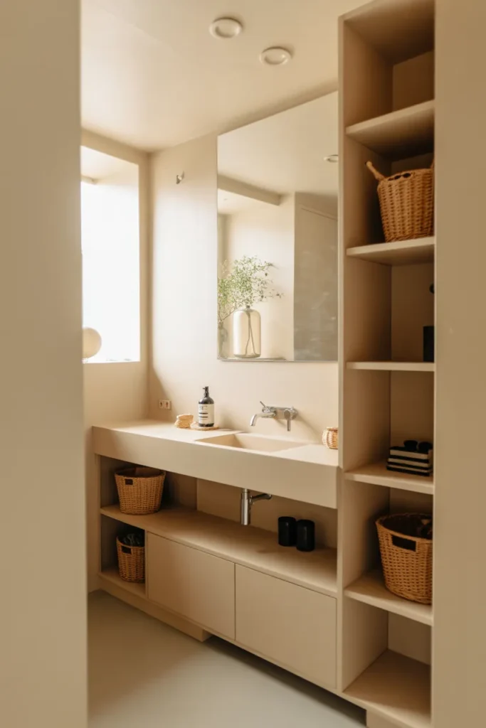 Compact Scandinavian Bathroom with Smart Storage