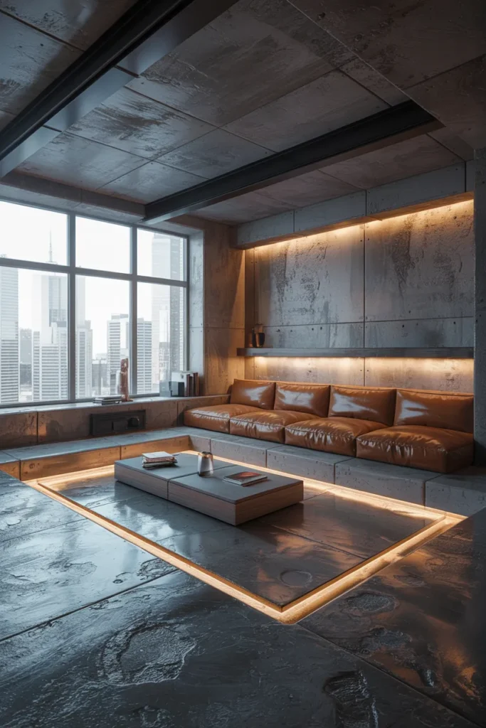 Concrete Sunken Lounge with Industrial Touch
