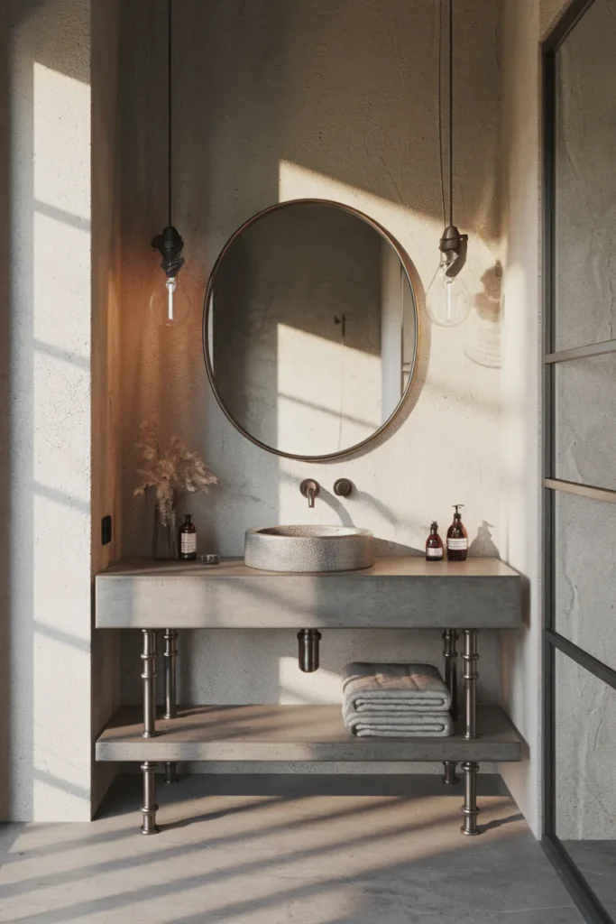 Concrete Vanity with Metal Accents