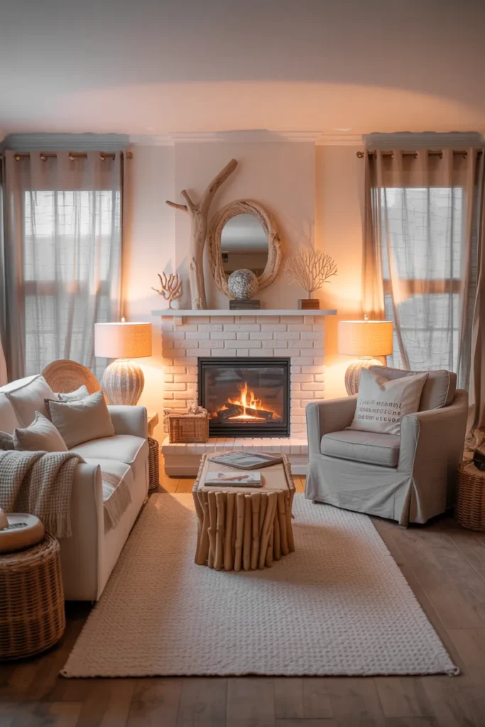 Cozy Coastal Fireplace Corner