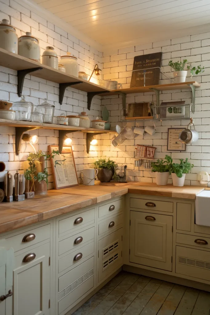 Cozy Vintage Kitchen with Open Shelving