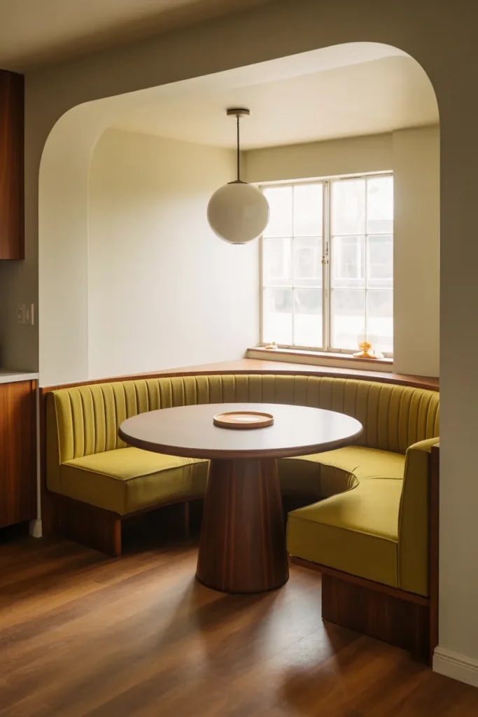 Curved Breakfast Nook with Retro Upholstery