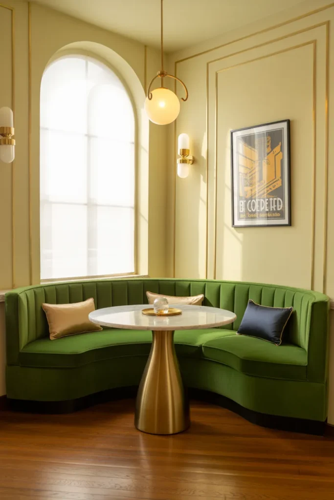Curved Breakfast Nook with Velvet Seating