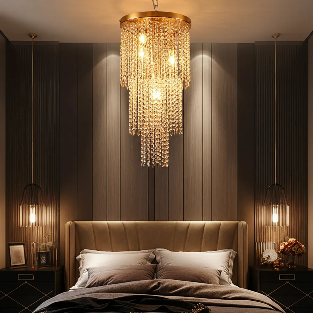 The Glamorous Faux Crystal & Chain Chandelier