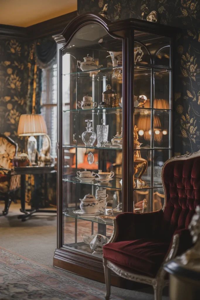 Display Cabinet with Curated Antiques