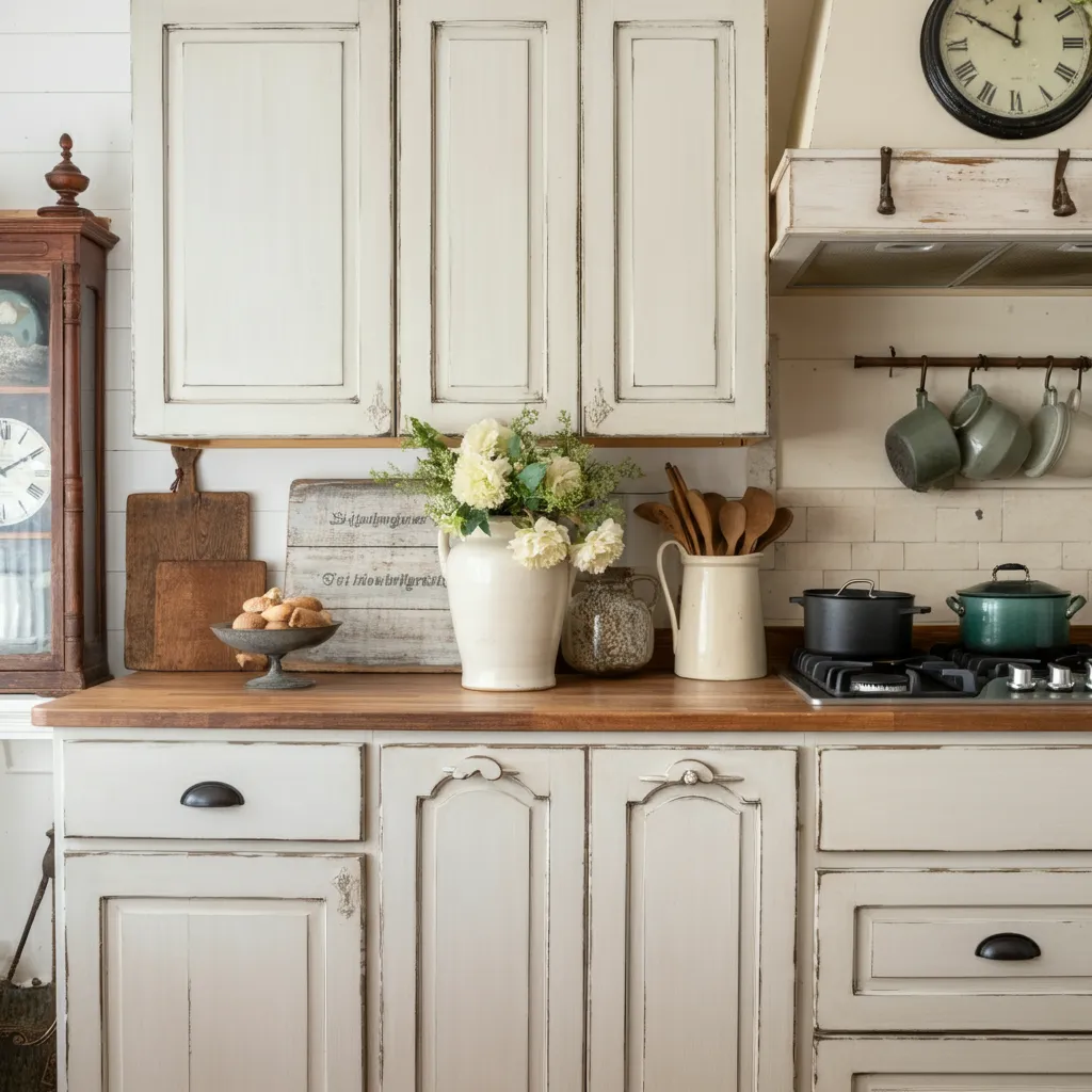 Distressed Kitchen Cabinet Makeover