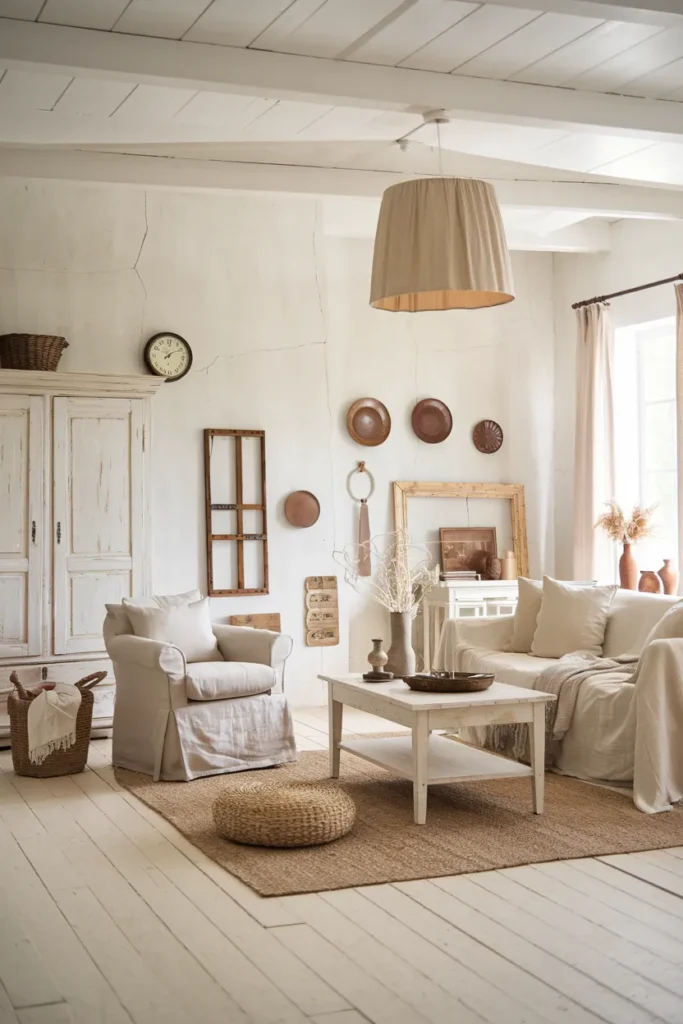 Distressed White Furniture and Linen Calm